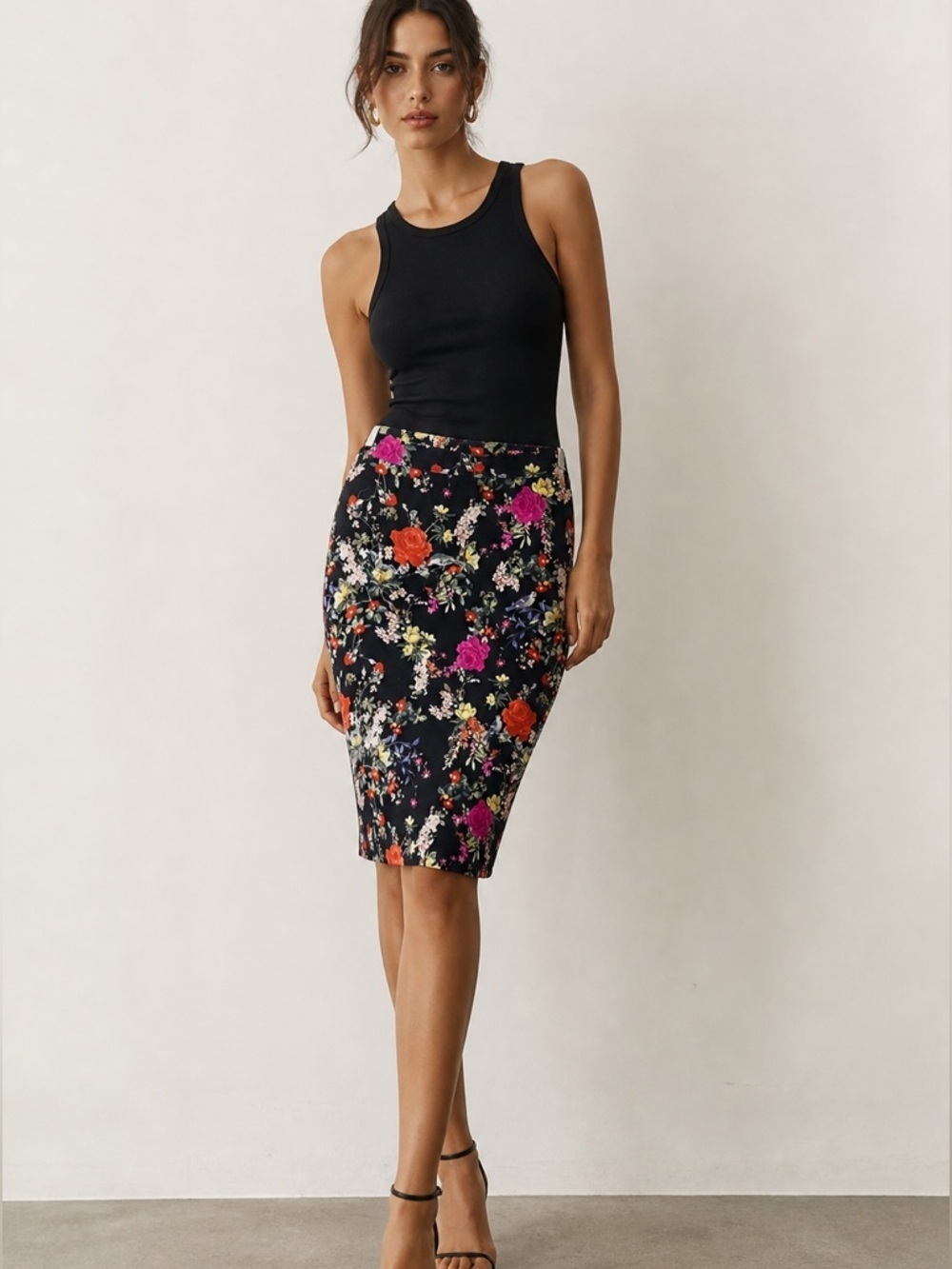 Zara Mixed Floral Printed Pencil Skirt
